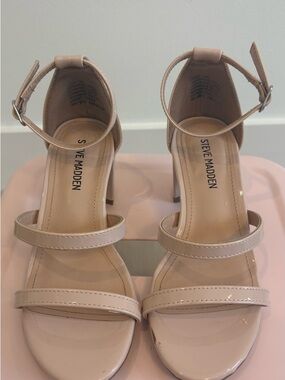 Steve Madden Blush Patent Double-Strap Ankle-Heels